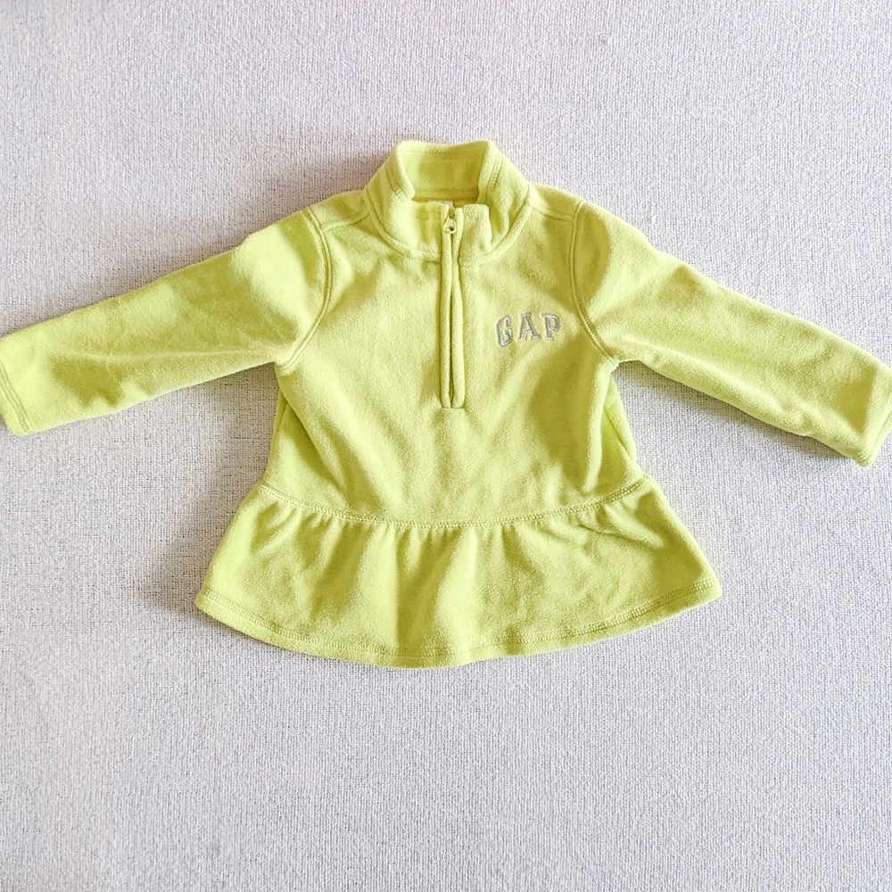 Gap Girls' Fleece Henley Zip-Up Pullover - Lime Green,  2 Years